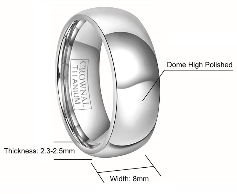 CROWNAL 4mm 6mm 8mm Titanium Wedding Couple Bands Rings Men Women Dome Polished Engraved I Love You Comfort Fit Size 4 To 16 (8mm,10) - Image 3